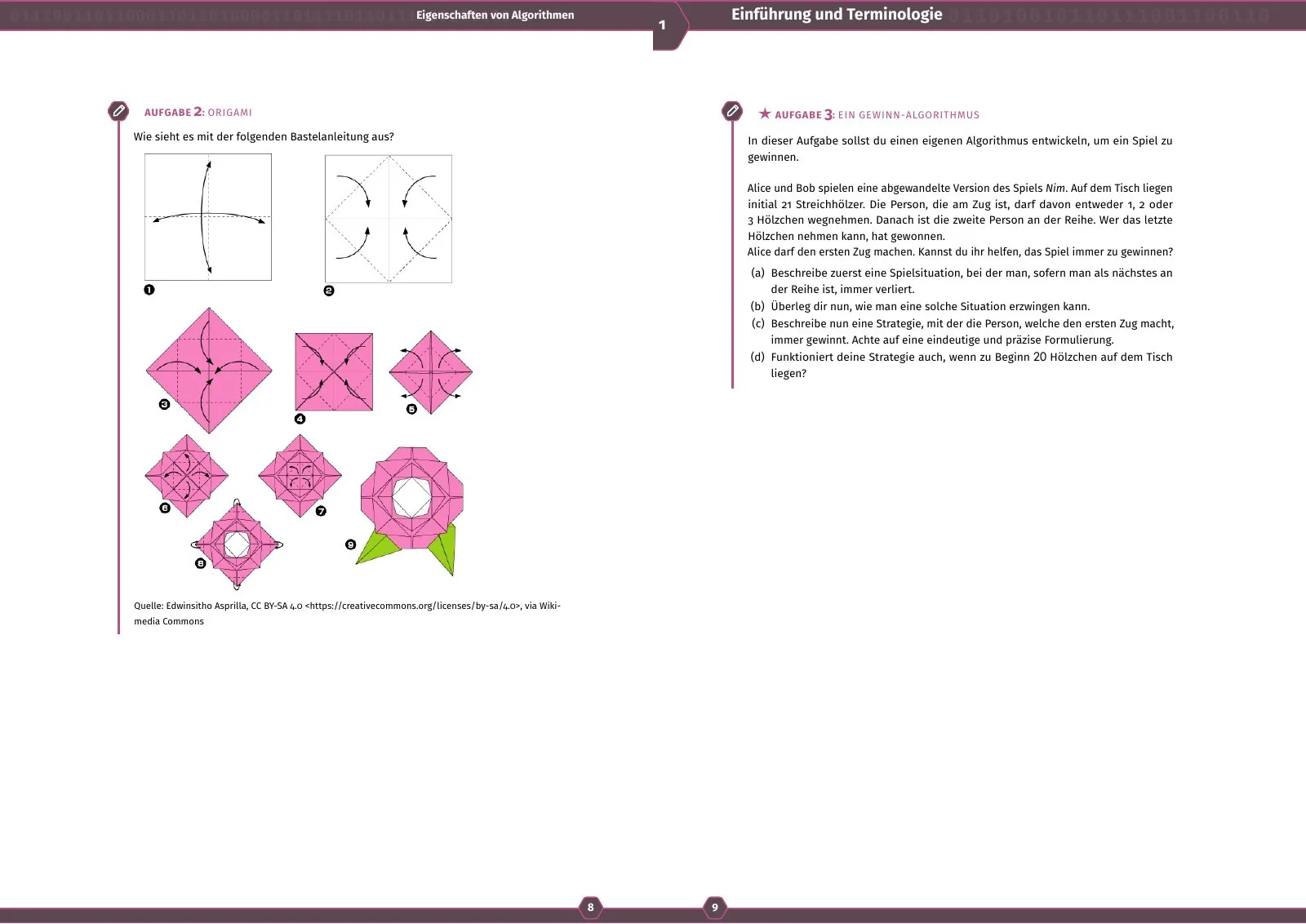 Doppelseite: Algorithmen beschreiben – vom Origami zum Programm